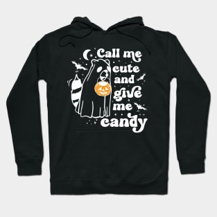 Ghost Raccoon Call Me Cute and Give Me Candy Hoodie